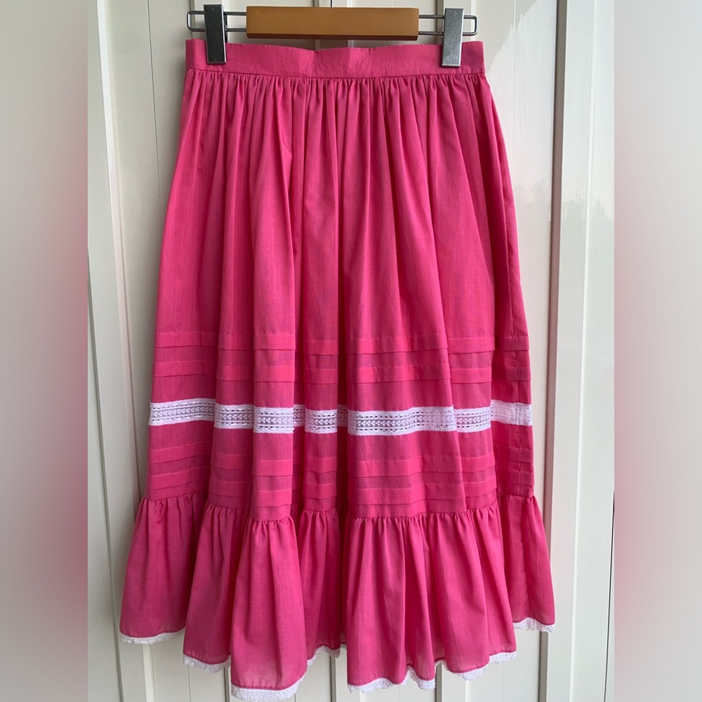 Tiered Vintage Hot Pink Skirt